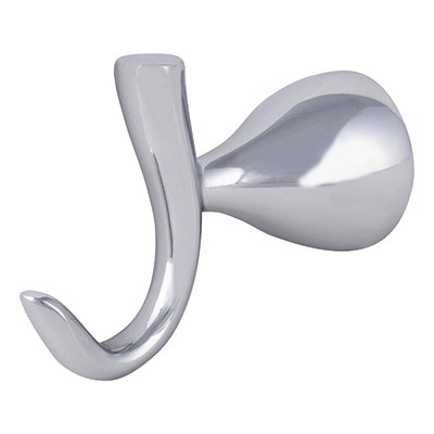 GANCHO DOBLE PARA BATAS METAL PLATA 1 PIEZA