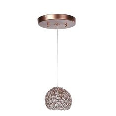 CANDIL METÁLICO LED GLOBO ORO ROSADO CHICO 1 LUZ