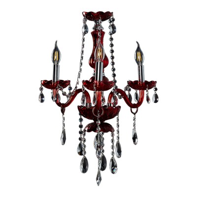 CANDIL DE CRISTAL ROJO PALACE LED 3 LUCES