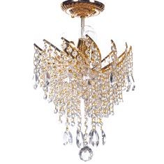 CANDIL DE CRISTAL DORADO EUROPA FLORENCIA LED 3 LUCES