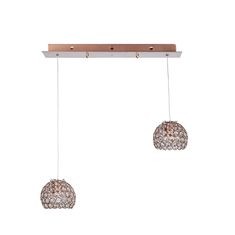 CANDIL METÁLICO LED GLOBO ORO ROSADO CHICO 2 LUCES