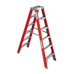 ESCALERA DE FIBRA DE VIDRIO TIPO TIJERA 6 ESCALONES 225 KG 1.86 M