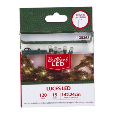SERIE DE 15 LUCES NAVIDEÑAS LED VARIOS DISEÑOS BLANCO/MULTICOLOR