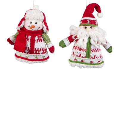 PELUCHE NAVIDEÑO COLGABLE SANTA / MONO DE NIEVE TRENDY 12 CM