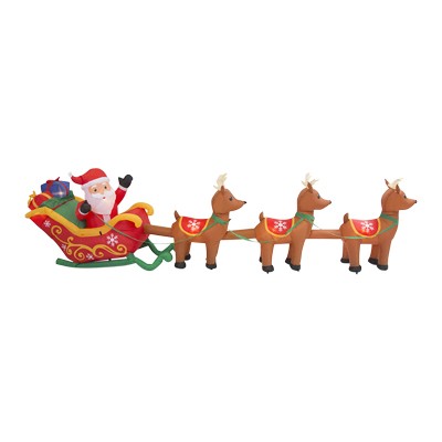 INFLABLE ILUMINADO NAVIDEÑO SANTA CLAUS CON TRINEO Y RENOS 4.90 M