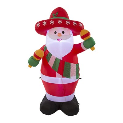 INFLABLE ANIMADO ILUMINADO NAVIDEÑO SANTA CLAUS CON MARACAS 1.83 M
