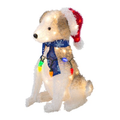 PERRITO NAVIDEÑO BLANCO ILUMINADO LED 61 CM