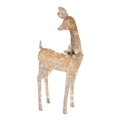 RENO NAVIDEÑO DORADO ILUMINADO LED 1.32 M