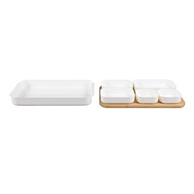 SET TABLA Y RECIPIENTES 39 X 26.8 X 5.8 CM BLANCA